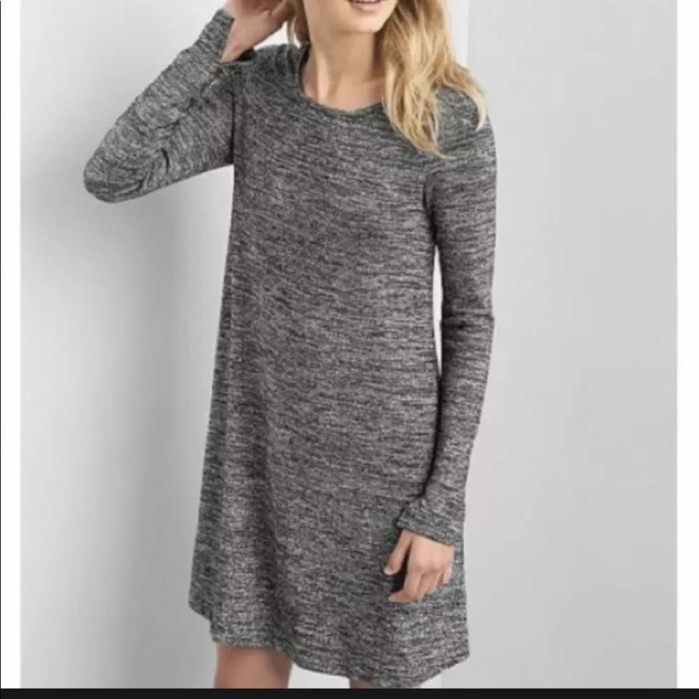 Gap swing dress in metallic silver-black-grey